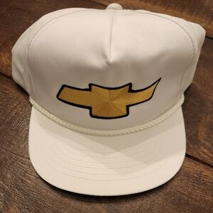 Vintage 80s/90s Chevy Snapback Hat By YoungAn Hat Co. Rope Hat. White